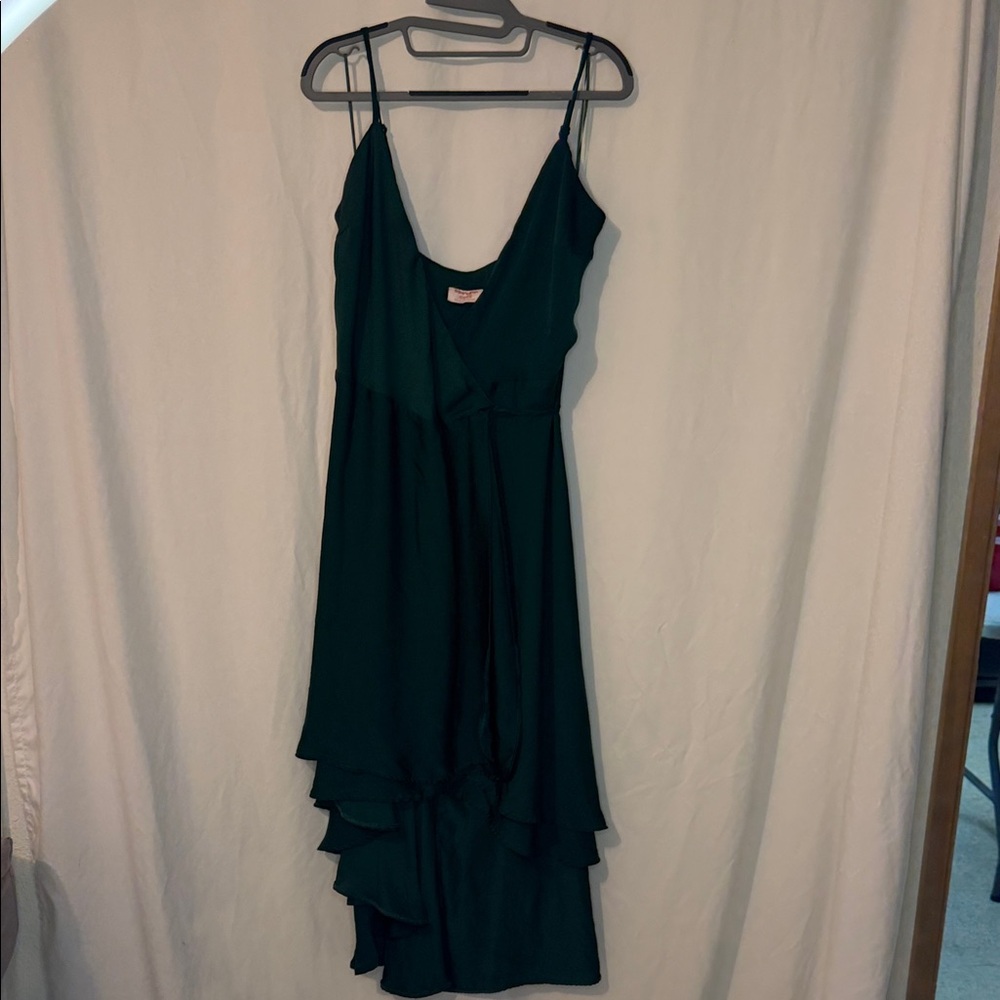 Showpo Asymmetrical Emerald Green Wrap Dress